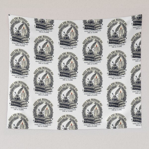 Item preview, BURN THE MIDNIGHT OIL - Navy Inkwell Linocut Tote designed and sold by Aisha Reda.