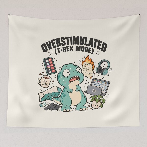 Item preview, Overstimulated T-Rex - Social Battery Dino designed and sold by TheSamuraiCat.
