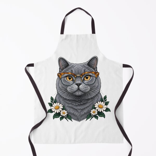 Item preview, British Shorthair Gray Cat with Tortoiseshell Glasses  designed and sold by Old's Cool Cat Studio.