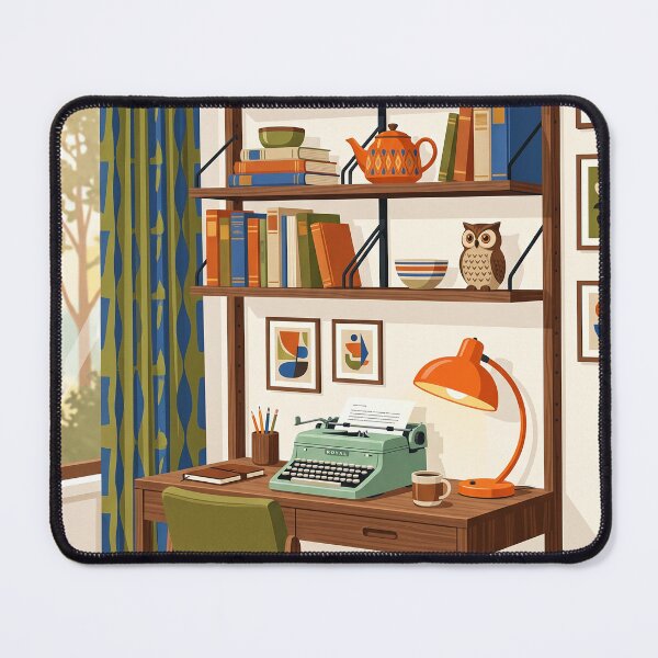 Item preview, Mid Century Modern Study Corner - Aesthetic Retro Desk Notebook designed and sold by MissoStudio.