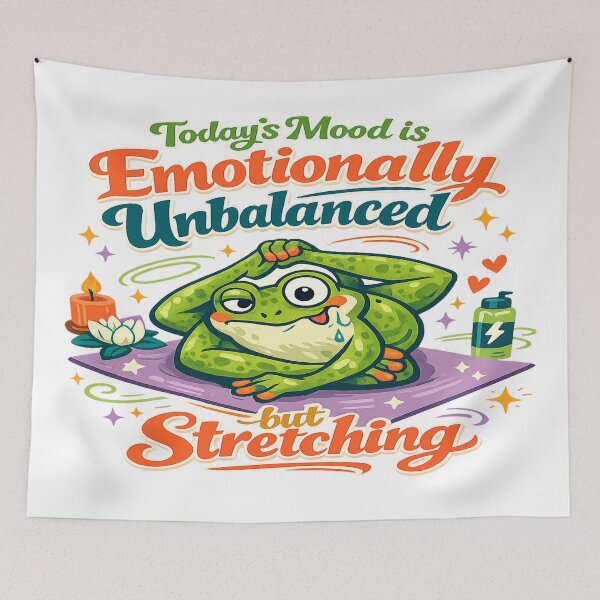 Item preview, Emotionally Unbalanced But Stretching Funny Frog Yoga Wellness Humor designed and sold by inkoutninja.