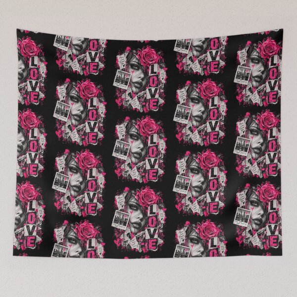 Item preview, Urban Street Art Collage Girl Pink Rose Love Graffiti Design designed and sold by AnimeSH9.