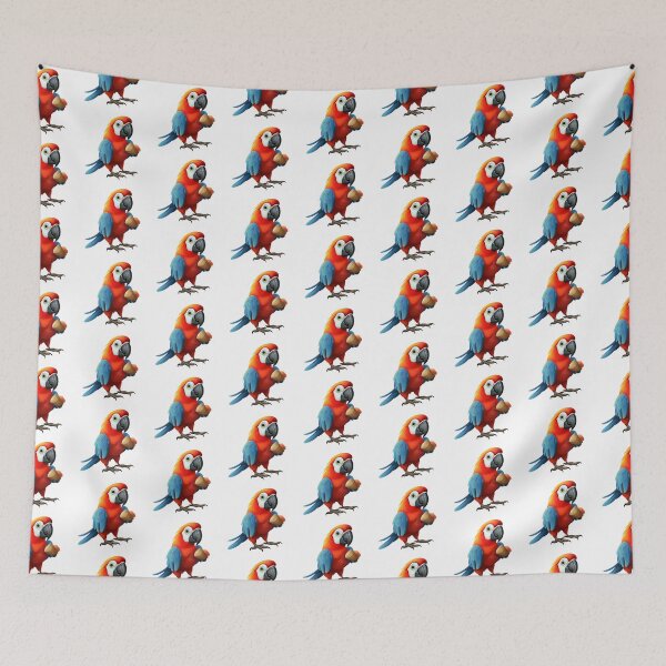 Item preview, Colorful Scarlet Macaw Parrot Holding a Nut designed and sold by New-School-Wave.