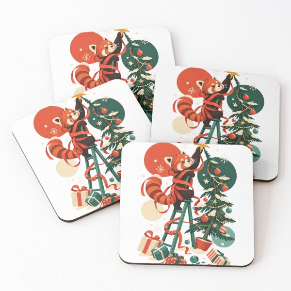 Item preview, Red Panda Ribbon Christmas Tree Trouble designed and sold by Arbolune Studio.