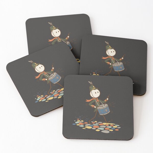 Item preview, Stickman drummer marching in groovy retro style - Dark Color Edition designed and sold by Shyla Marsare.