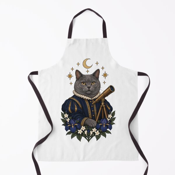Item preview, Renaissance Astronomer Cat with Telescope and Moon Art designed and sold by Old's Cool Cat Studio.