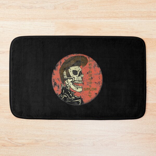 Item preview, Psychobilly Skeleton Rocker Vintage Badge designed and sold by JamesMRobins.
