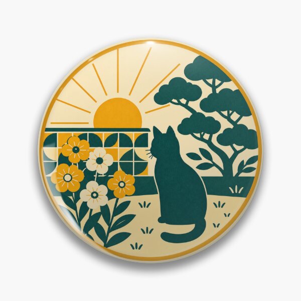 Item preview, Retro Garden – Sunset Cat designed and sold by mellow-koko.