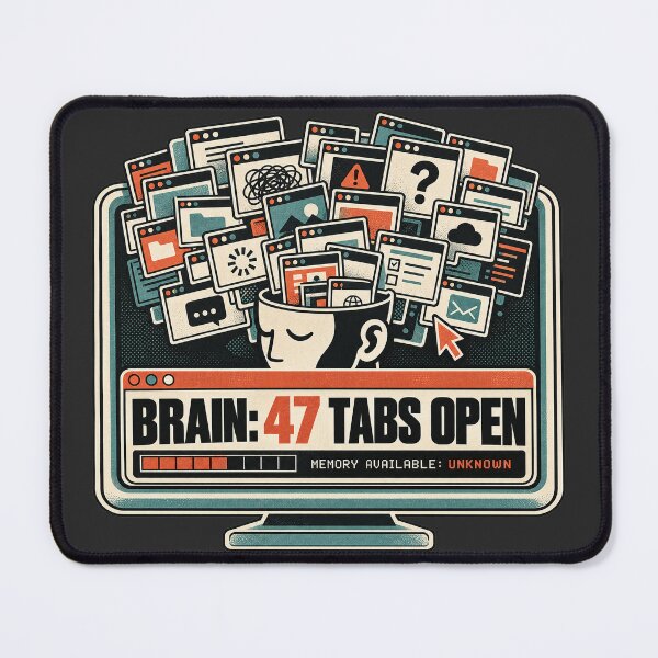 Item preview, Brain 47 Tabs Open Overthinker designed and sold by Quiet Chaos Club.