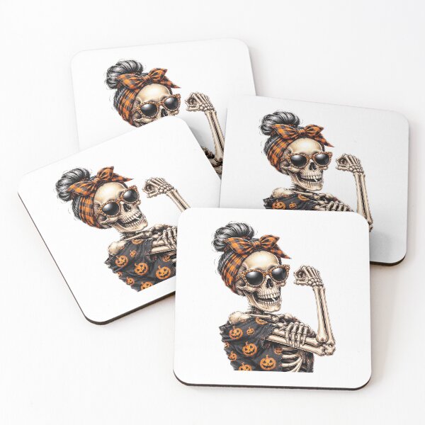 Item preview, Funny Skeleton Girl Halloween Pumpkin Sunglasses Spooky Vibes designed and sold by Aniverlia.