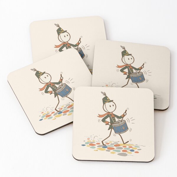 Item preview, Stickman drummer marching in groovy retro style - Light Colors Edition designed and sold by Shyla Marsare.