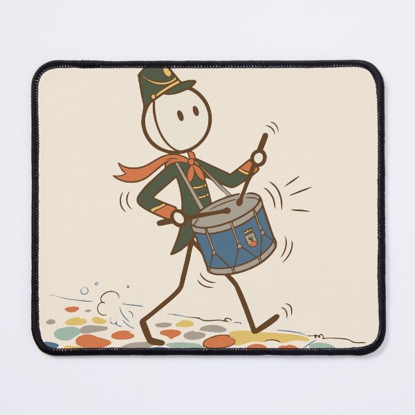 Item preview, Stickman drummer marching in groovy retro style - Light Colors Edition designed and sold by Shyla Marsare.