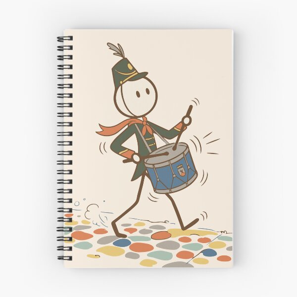 Item preview, Stickman drummer marching in groovy retro style - Light Colors Edition designed and sold by Shyla Marsare.