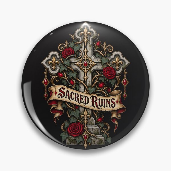 Item preview, Sacred Ruins Gothic Stone Cross & Red Roses Design designed and sold by MetaModel Editions.