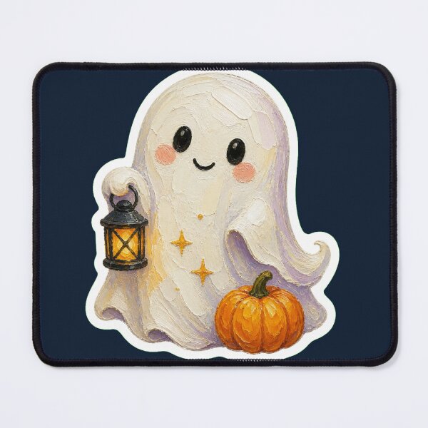 Item preview, Halloween Ghost With Lantern And Pumpkin designed and sold by The Digital Compass.