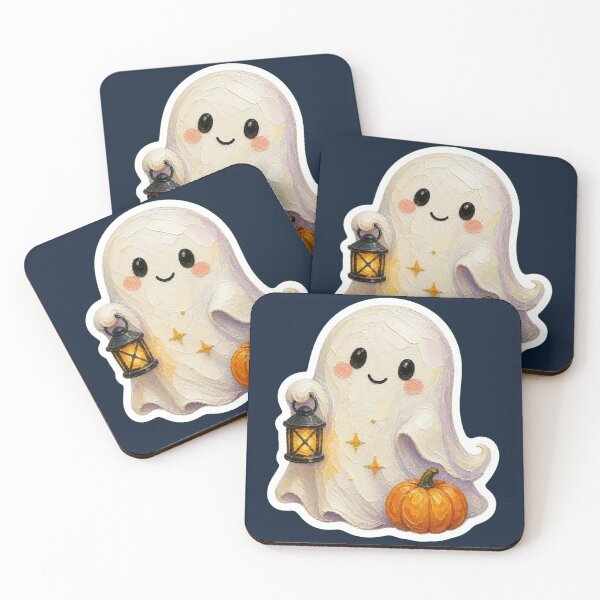 Item preview,  Halloween Ghost With Lantern And Pumpkin  designed and sold by The Digital Compass.