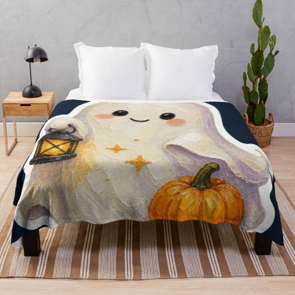 Item preview, Halloween Ghost With Lantern And Pumpkin designed and sold by The Digital Compass.