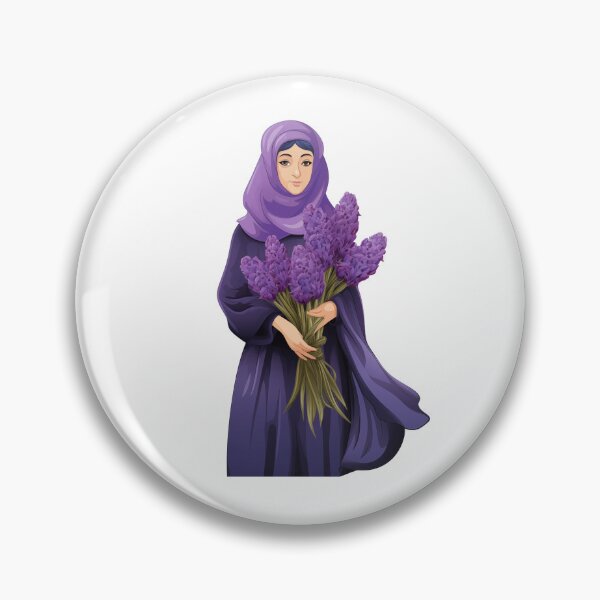 Aperçu de l'œuvre Illustration d'une femme portant un hijab violet avec des fleurs de jacinthe créée et vendue par New-School-Wave.