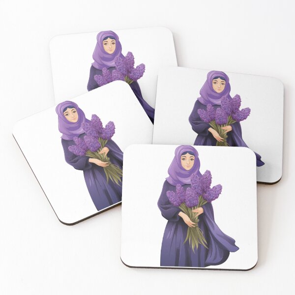 Artikelvorschau, Illustration einer Frau mit lila Hijab und Hyazinthenblüten entworfen und verkauft von New-School-Wave.