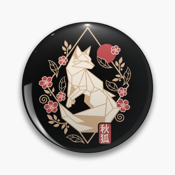 Artikelvorschau, Geometrischer Fuchs mit Herbstrahmen und roter Sonne – Japanisches Herbst-Zen entworfen und verkauft von NemiMakeit.