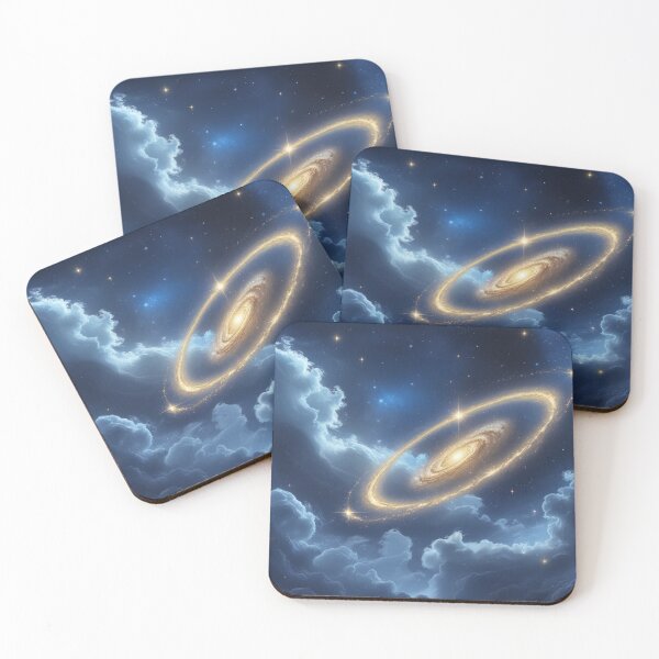 Item preview, Luminous Golden Spiral Galaxy in a Starry Blue Nebula – Cosmic Space Art. designed and sold by fbtrisha.