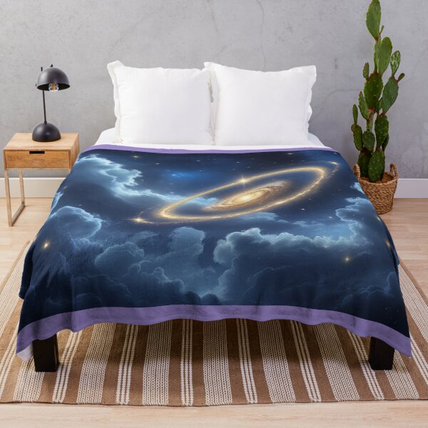 Item preview, Luminous Golden Spiral Galaxy in a Starry Blue Nebula – Cosmic Space Art. designed and sold by fbtrisha.