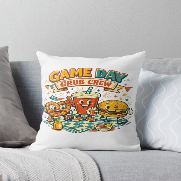 Item preview, Game Day Grub Crew Funny Food Squad Burger Pretzel Snack Party Art designed and sold by inkoutninja.