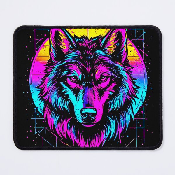 Item preview, Vintage Neon Synthwave Retrowave Art of Vibrant Neon Wolf Portrait Graphic. designed and sold by Giulivo Store Graphic.