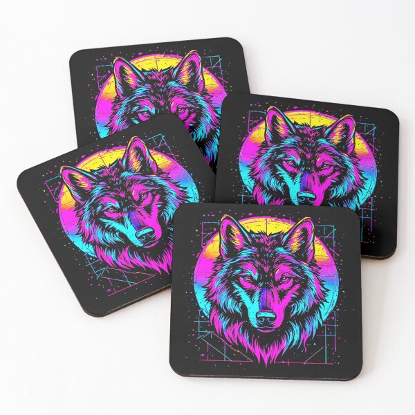 Item preview, Vintage Neon Synthwave Retrowave Art of Vibrant Neon Wolf Portrait Graphic. designed and sold by Giulivo Store Graphic.