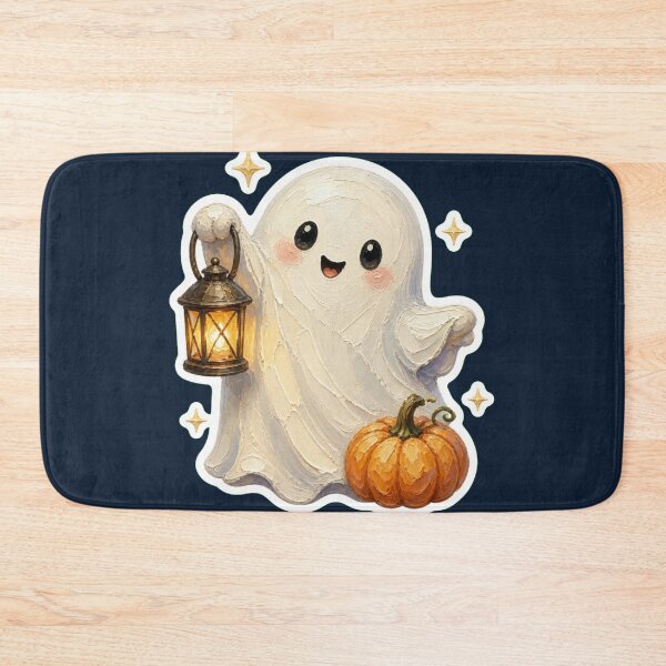 Item preview, Cute Halloween Ghost With Lantern And Pumpkin  designed and sold by The Digital Compass.