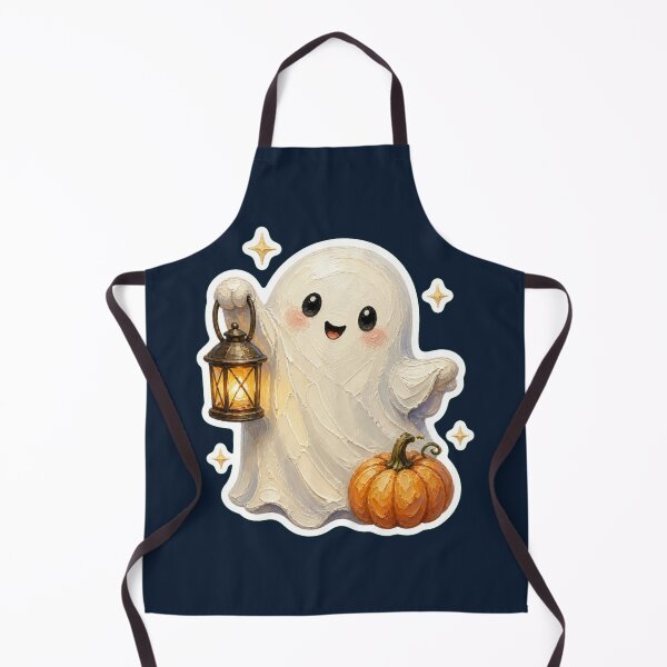 Item preview, Cute Halloween Ghost With Lantern And Pumpkin  designed and sold by The Digital Compass.