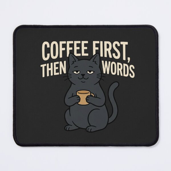 Item preview, Coffee First Then Words Black Cat designed and sold by QuietNovaShop.
