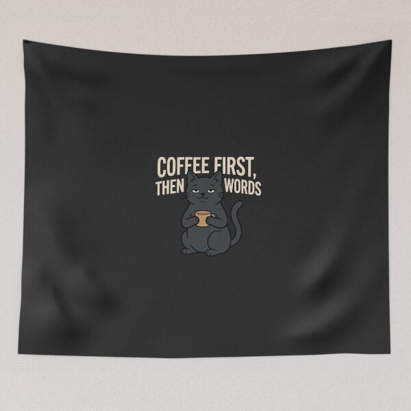 Item preview, Coffee First Then Words Black Cat designed and sold by QuietNovaShop.