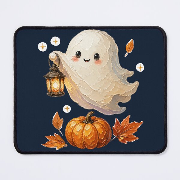 Item preview, Cute Halloween Ghost With Lantern And Pumpkin  designed and sold by The Digital Compass.