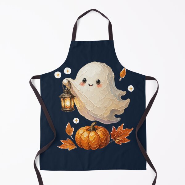Item preview, Cute Halloween Ghost With Lantern And Pumpkin  designed and sold by The Digital Compass.