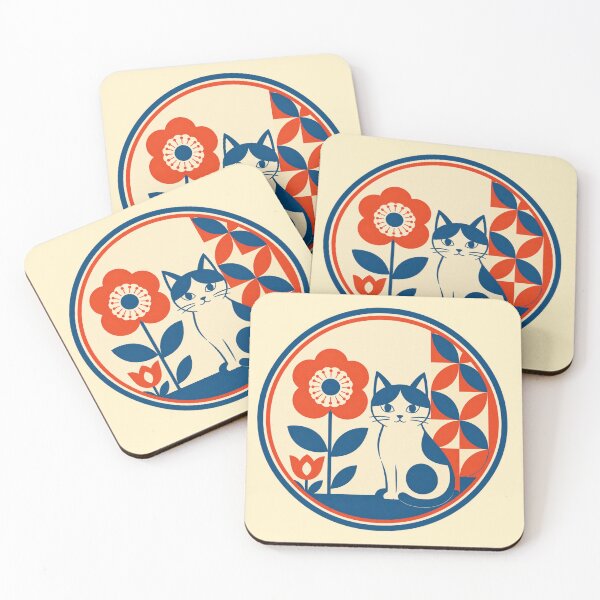 Item preview, Retro Garden – Geometric Cat designed and sold by mellow-koko.