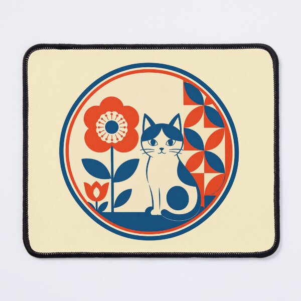 Item preview, Retro Garden – Geometric Cat designed and sold by mellow-koko.