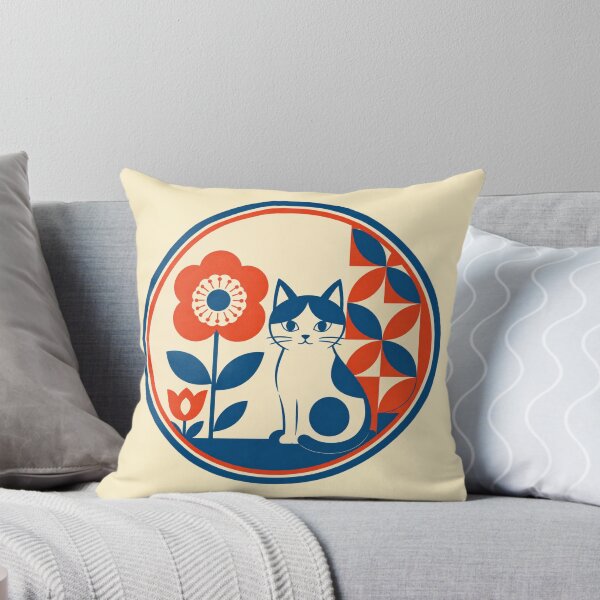 Item preview, Retro Garden – Geometric Cat designed and sold by mellow-koko.