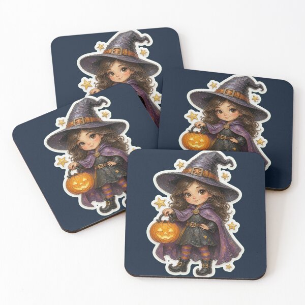 Item preview, Cute Halloween Witch With Pumpkin Lantern  designed and sold by The Digital Compass.