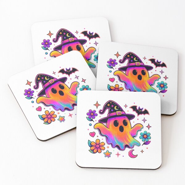 Item preview, Neon Rainbow Ghost Witch Halloween Cute Spooky designed and sold by Aniverlia.