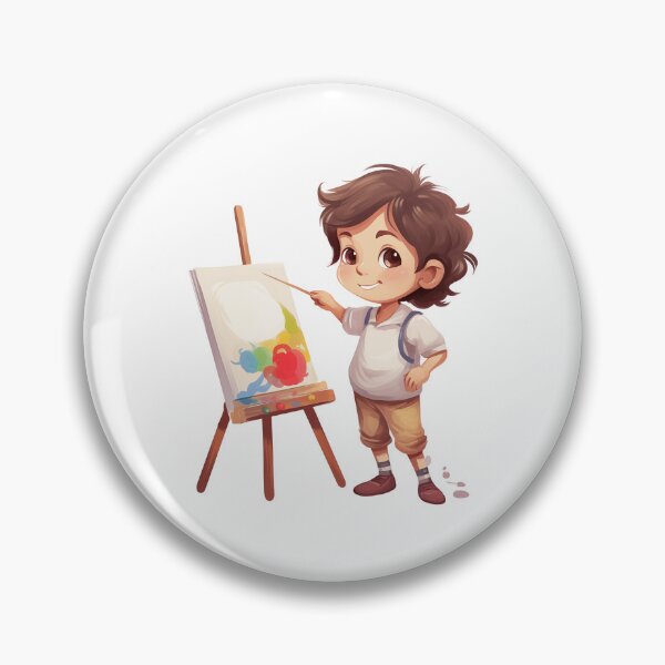 Item preview, Cute Young Artist Painting at an Easel Illustration designed and sold by New-School-Wave.