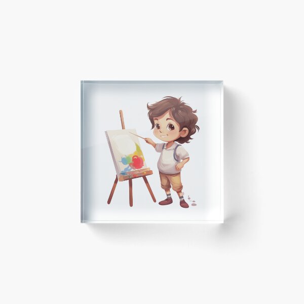 Item preview, Cute Young Artist Painting at an Easel Illustration designed and sold by New-School-Wave.