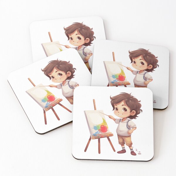 Item preview, Cute Young Artist Painting at an Easel Illustration designed and sold by New-School-Wave.