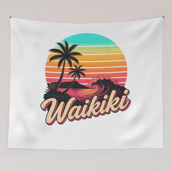 Item preview, Sunset Waikiki Palm Trees Hawaiian designed and sold by Kleinpixel.
