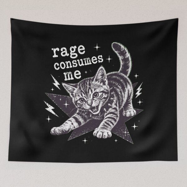 Item preview, Rage Consumes Me Angry Cat Grunge Y2K Funny Cat designed and sold by Aniverlia.