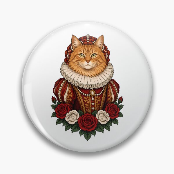 Item preview, Renaissance Queen Cat with Pearls and Roses  designed and sold by Old's Cool Cat Studio.