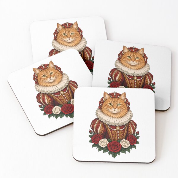 Item preview, Renaissance Queen Cat with Pearls and Roses  designed and sold by Old's Cool Cat Studio.