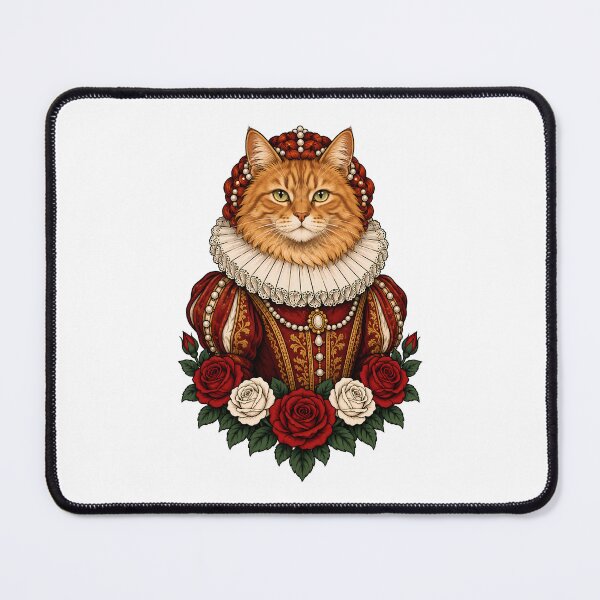 Item preview, Renaissance Queen Cat with Pearls and Roses designed and sold by Old's Cool Cat Studio.