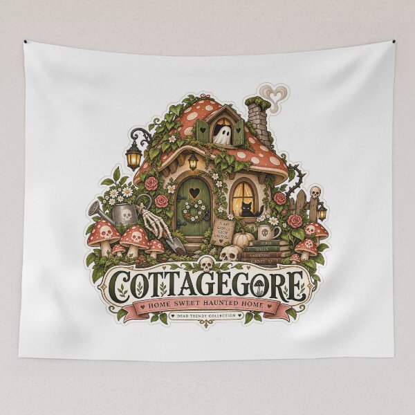 Item preview, ⚡Dead Trendy Collection⚡- Cottagecore Haunted Mushroom Cottage designed and sold by WheelieGdArt.