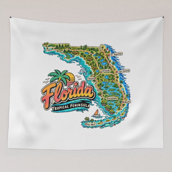 Item preview, Hand Drawn Florida Travel Souvenir Landmark Gift designed and sold by MichaeIRellov.